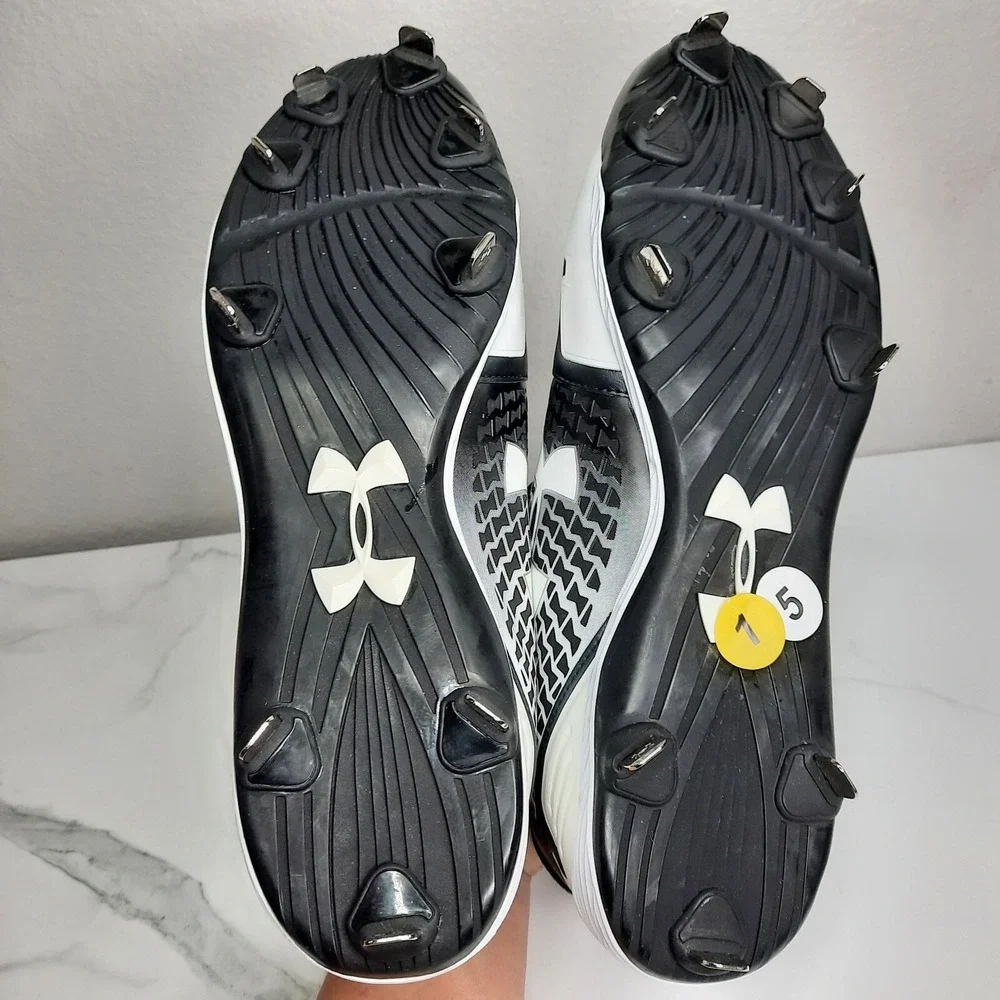 Under Armour Authentic MLB Mens Sz 15 Heater Charged Baseball Cleats Black White